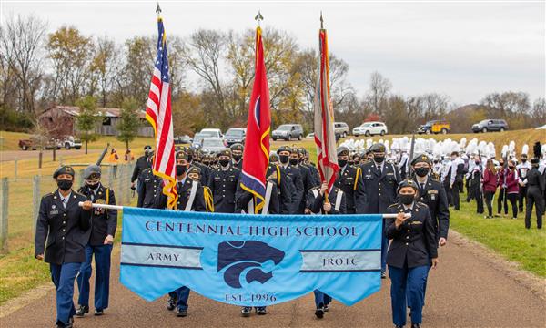 JROTC marches down road